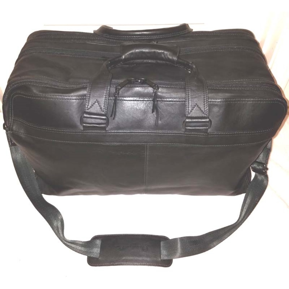 Extra-large black leather convertible luggage